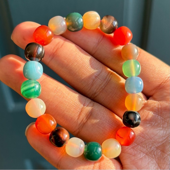 Jewelry - Rainbow Agate Old Mine Rondelle Crystal Bracelet 9.5mm